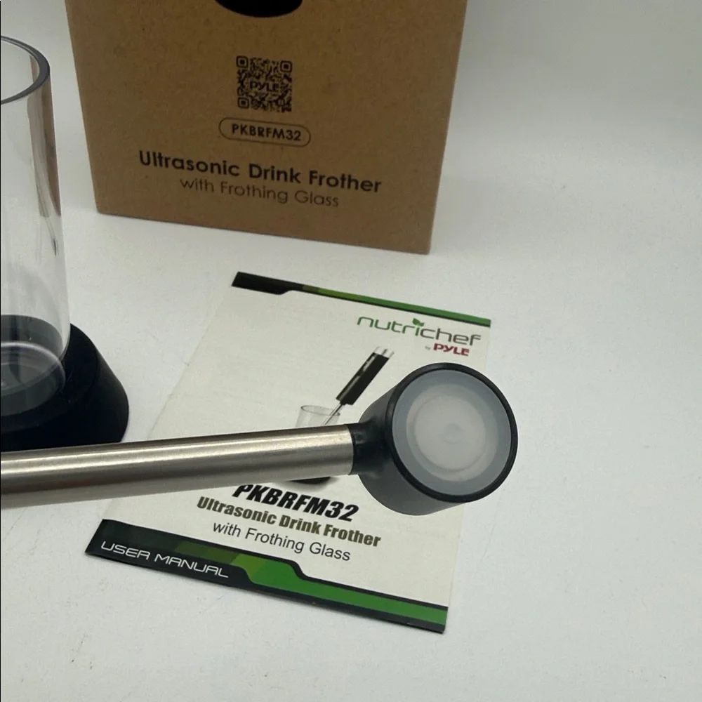 NutriChef Ultrasonic Drink milk Frother with Glass new open box